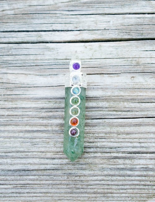 pendant-natural mineral stone labradorite -7chakras