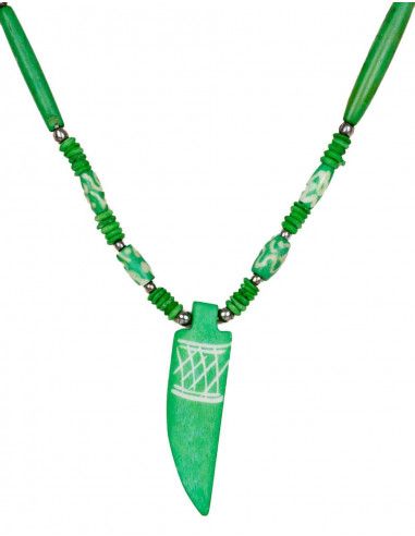 necklace-bone green-hippie