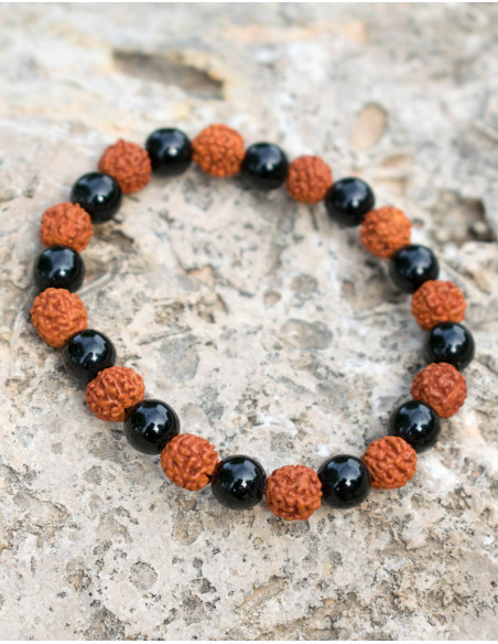Rudraksha and Onyx Bracelet
