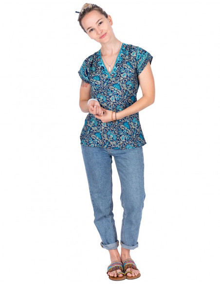 blusa-estampada-seda-pequeñas-cortas