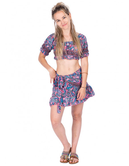 Short skirt and top set