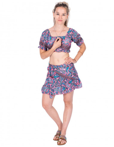 Short skirt and top set