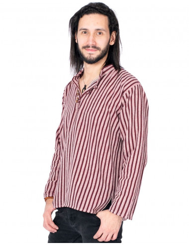 Burgundy Striped Polo Shirt