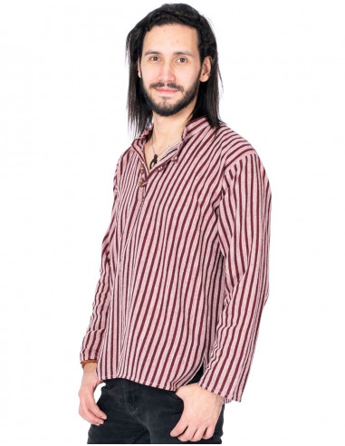 Burgundy Striped Polo