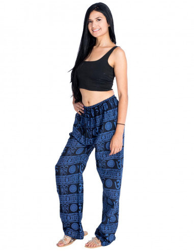 Blue pants with black drawings