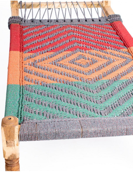 Indian Wooden Garden Lounge Chair | Unique Handcrafted Design | Size 1.38m