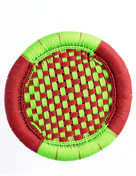 Braided Bamboo: Handcrafted Indian Stool | Flexible Rubber Base for Comfort