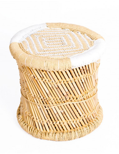 Woven Bamboo Stool - Handmade Elastic Seat from...