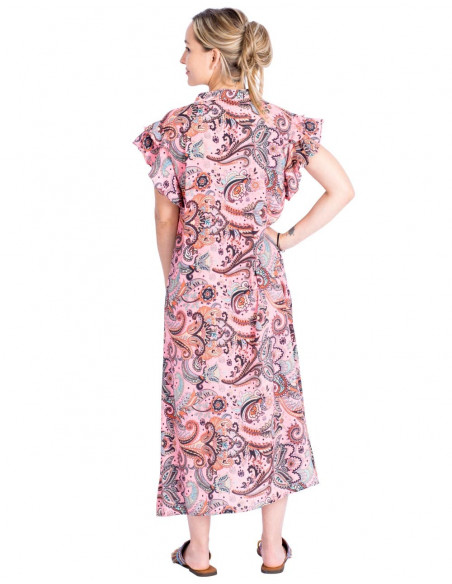 vestido-seda-camisero-mangas-volados