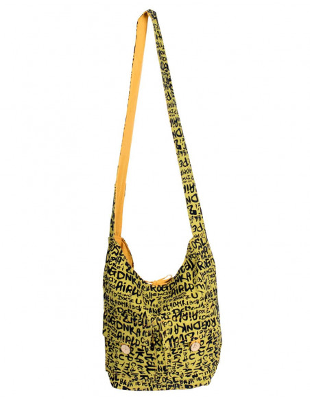 Yellow Shoulder Bag Black Letters