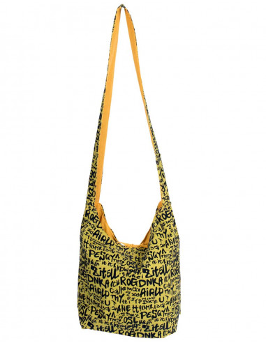 Yellow Shoulder Bag with Black Letters