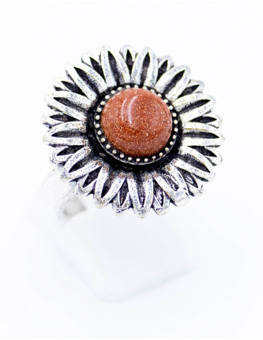 anillo-boho-tallado-flor-piedra-marron