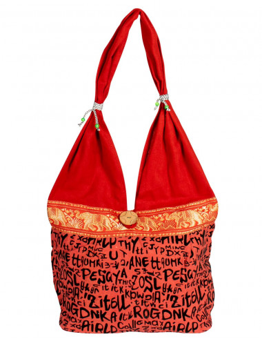 Red Bag with Letters and Elephants