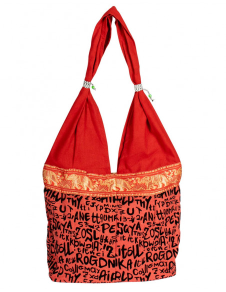 Red Bag with Letters and Elephants