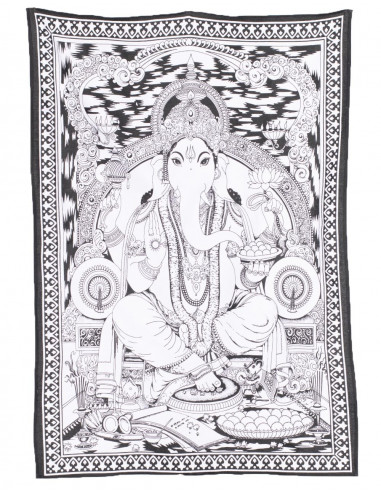 Ganesha Tapestry Black & White