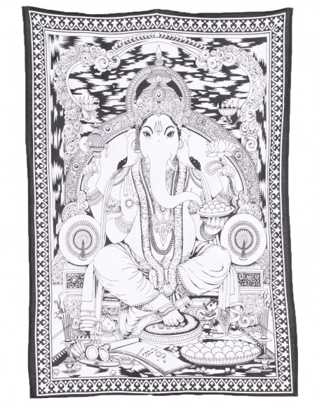 Ganesha Tapestry Black & White