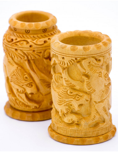 carved pencil holder