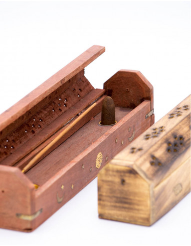 Wooden Coffin Incense Holder