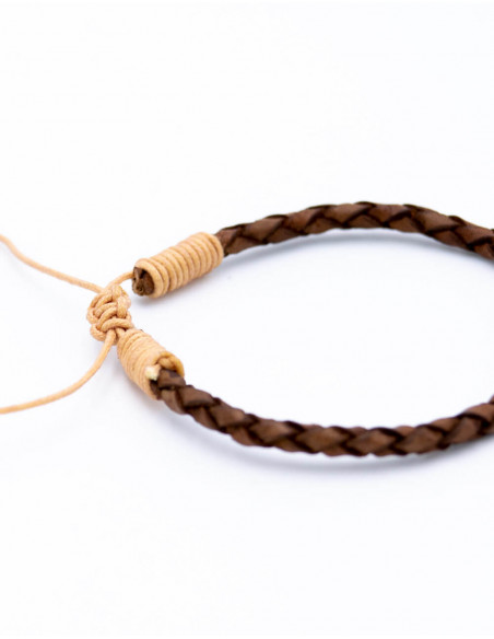 pulsera-marron-simil-cuero-trenzado-hombre-india