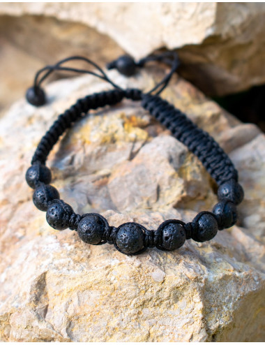 Volcanic Rock Macrame Bracelet