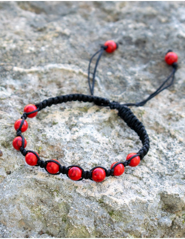 pulsera-piedra-mineral-coral-rojo-unisex