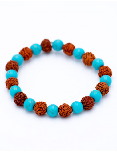 Rudraksha and Turquoise Bracelet