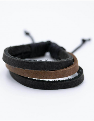 Unisex 3-strap Leather Bracelet