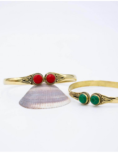 brazalete-dorado-dos-piedras-minerales-tallado