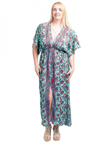vestido-largo-seda-celeste-dibujos-rojos