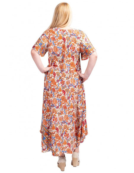 vestido-talla-grande-suelto-seda-naranja