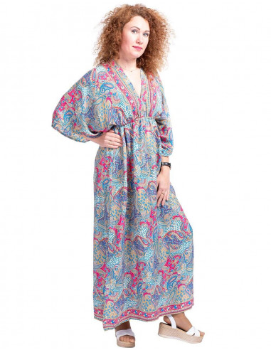 V Back Printed Dress