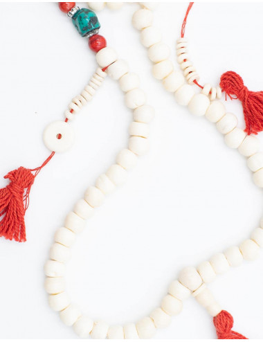 White Japa Mala with Counters