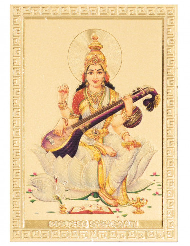 estampita-pegatina-dorada-imagen-sarasvati