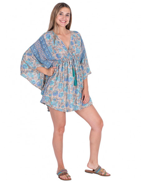 vestido-corto-mangas-murcielago-estampado-flores