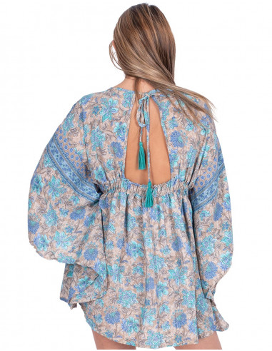 vestido-corto-amplio-estampado-flores-celeste