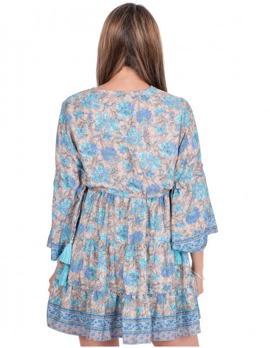 vestido-estilo-boho-con-lazos-y-pompones