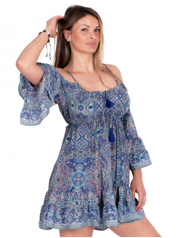 vestido-hombros-descubiertos-hippie-azul