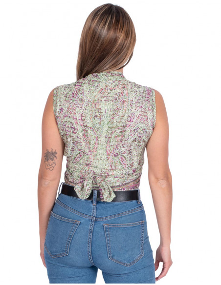 top-fresco-verano-mujer-seda-verde