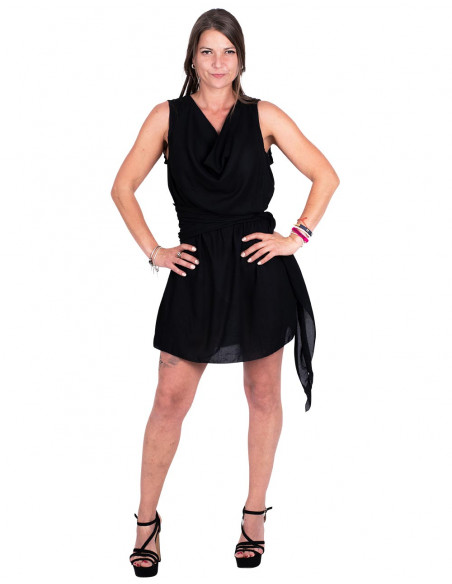 vestido-cocktel-cuello-drapeado-negro