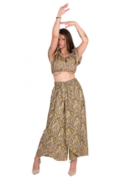 Wide Leg Trousers with Slit