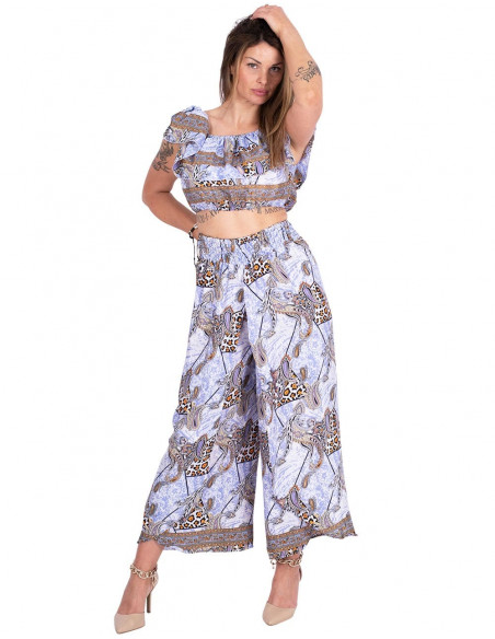 Wide Leg Trousers with Slit