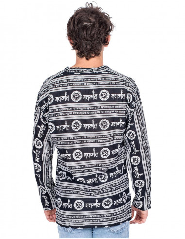 kurta-negra-mangas-largas-hombre