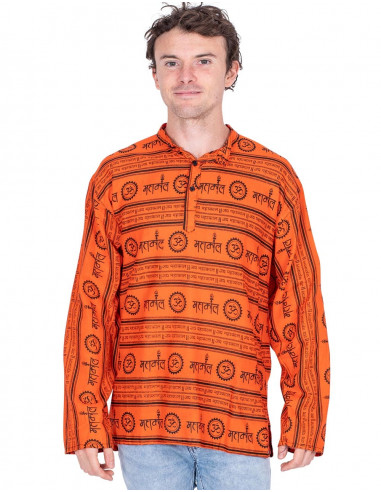 camisa-naranja-dibujos-etnicos-hombre