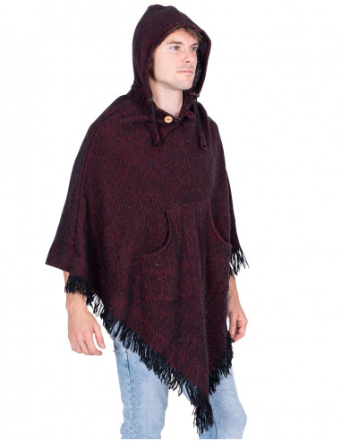 Unisex Burgundy Poncho