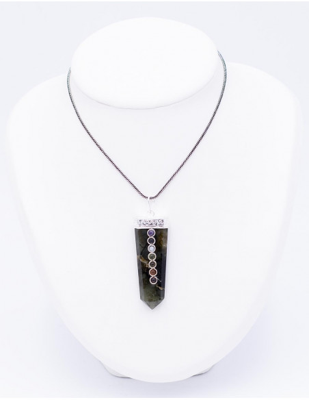 Labradorite Pendant with 7 Chakras