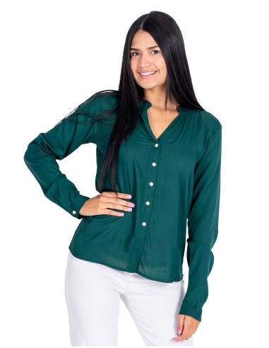 blusa-verde-botones-cuello-pico