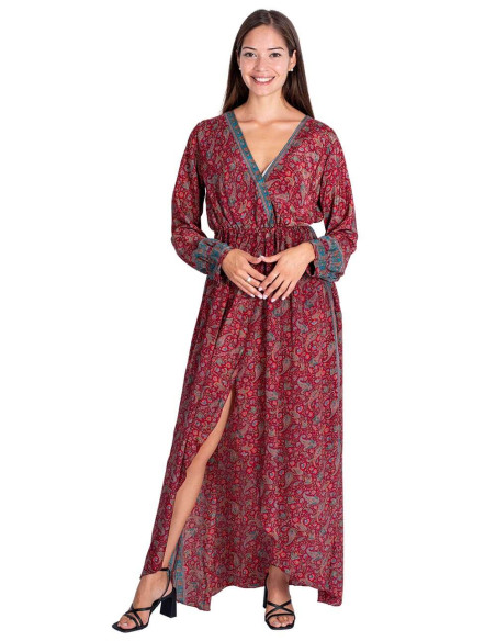 vestido-boho-mujer-otoño-burdeos