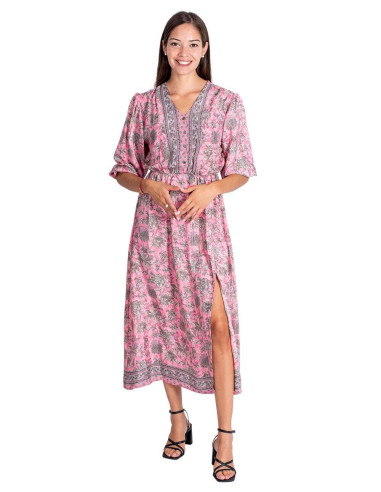Pink Dress Gray Flowers