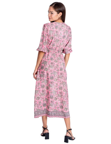 Pink dress with gray flowers