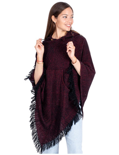 Burgundy Fringe Poncho